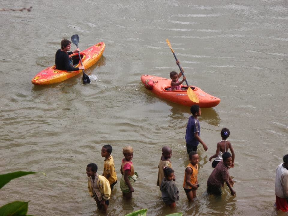 Teaching the locals to kayak in Madagascar